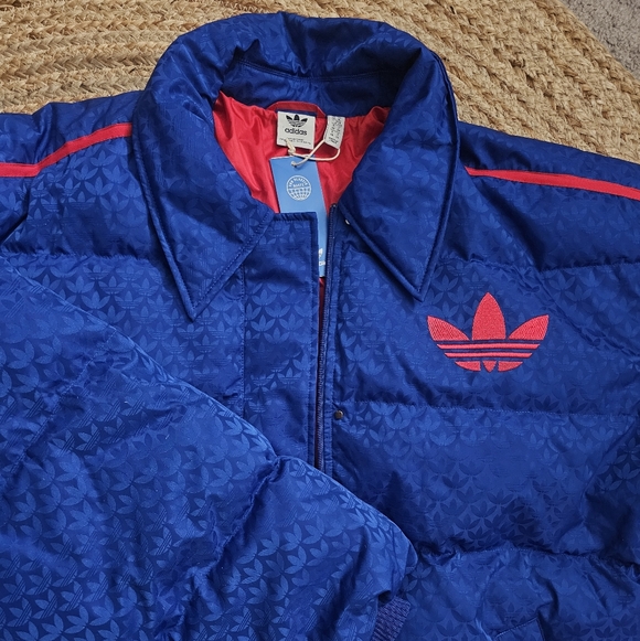 Adidas Unisex Royal Blue Monogram Puffer Coat - Picture 8 of 13